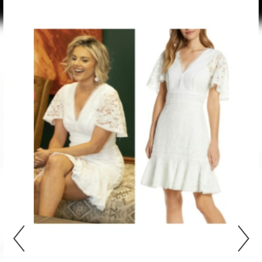 Eliza J Flounce Ivory Lace Mini Dress Size 2P